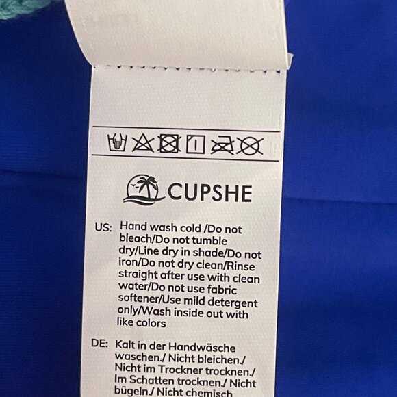 Cupshe Blue Two-Piece Swimsuit Small Scoop Neck Tank Bikini High Waist Trim - Picture 8 of 9